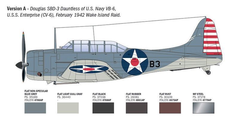 Збірна модель літака 1:48 SBD-3 Dauntless, Italeri 2841 ITL2841 фото