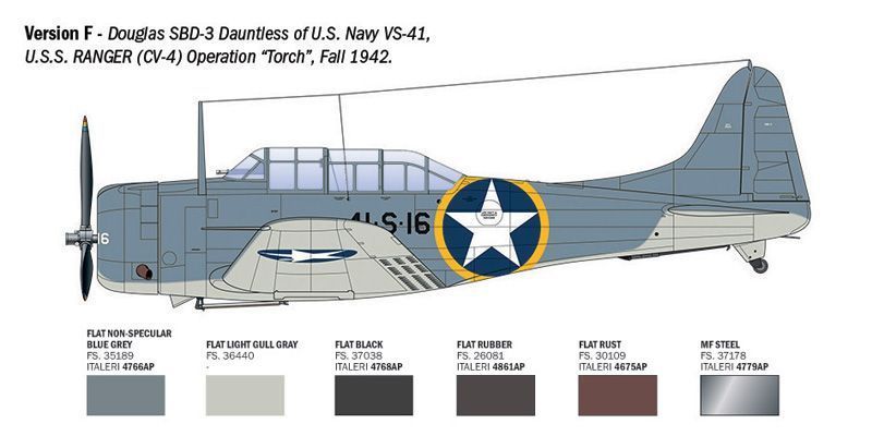 Збірна модель літака 1:48 SBD-3 Dauntless, Italeri 2841 ITL2841 фото