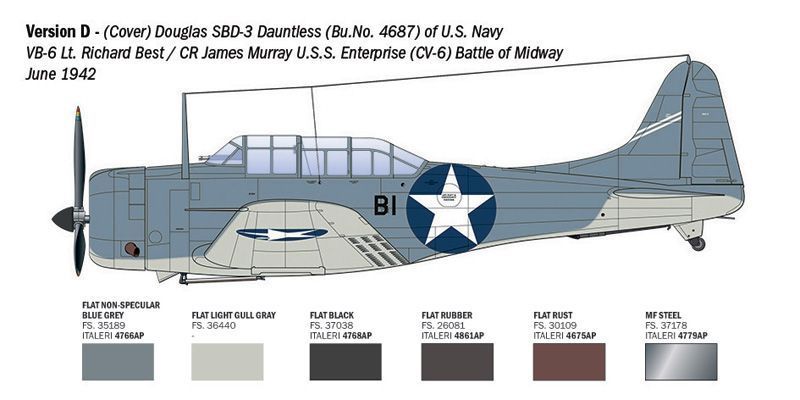 Збірна модель літака 1:48 SBD-3 Dauntless, Italeri 2841 ITL2841 фото