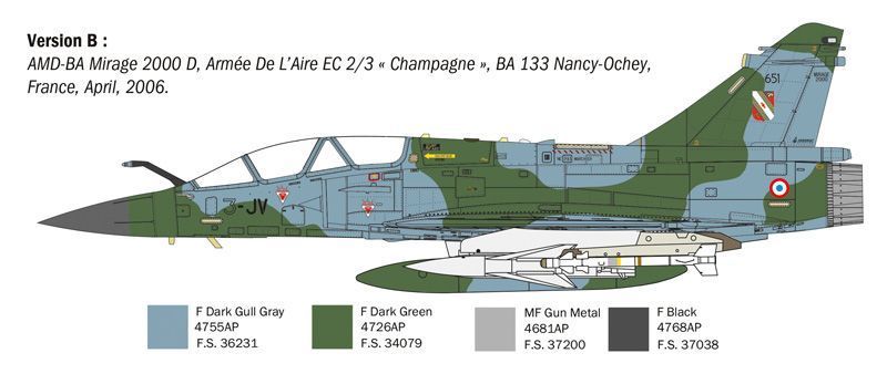 Збірна модель літака 1:72 Mirage 2000 B/D, Italeri 90023 ITL90023 фото