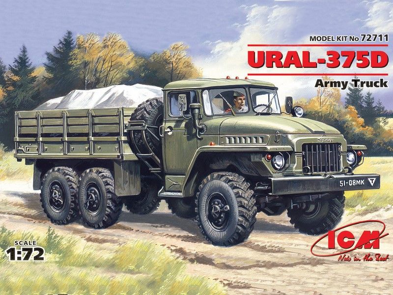 Збірна модель 1:72 вантажного автомобіля Урал-375Д ICM72711 фото