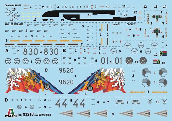 Збірна модель літака 1:72 JAS-39D Gripen Twin Seater, Italeri 91216 ITL91216 фото