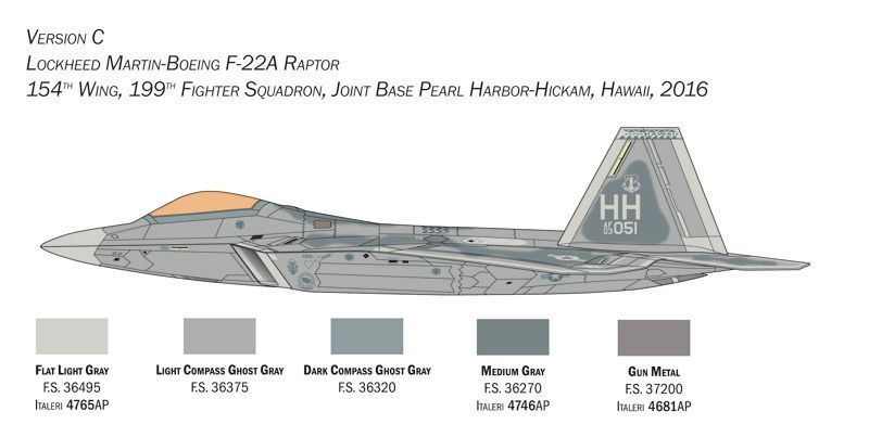 Збірна модель літака F-22 A Raptor 1/48, Italeri 2822, гелікоптери та вертольоти ITL2822 фото
