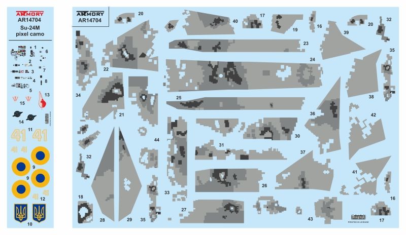 Збірна модель літака 1:144 Су-24М ВПС України в "піксельному" камуфляжі ARM14704 фото