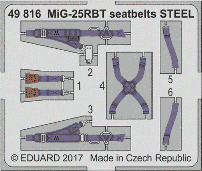 Травление для МИГ-25РБТ от ICM (ремни) - 1:48 EDU49816 фото