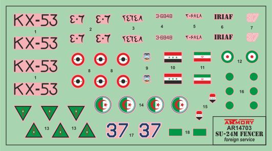 Збірна модель літака 1:144 Су-24М ВПС Алжиру, Ірану, Іраку, Лівії, Сирії ARM14703 фото