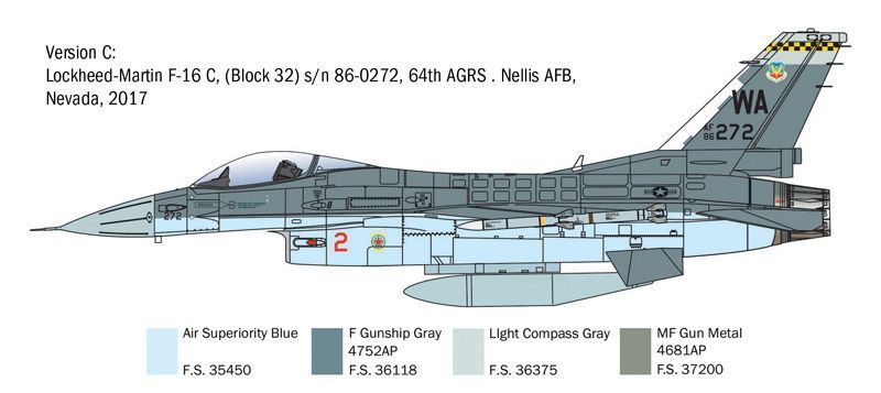 Збірна модель літака F-16C Fighting Falcon 1/48, Italeri 2825, гелікоптери та вертольоти ITL2825 фото