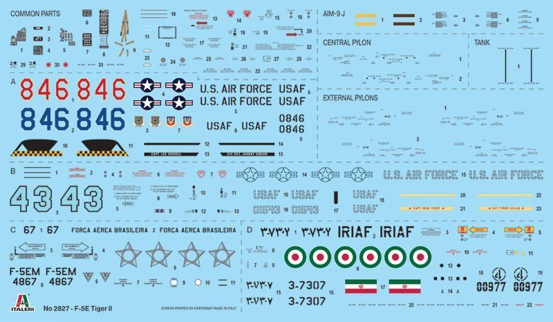 Збірна модель літака F-5E Tiger II 1/48, Italeri 2827, гелікоптери та вертольоти ITL2827 фото