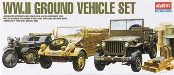 Сборная модель Academy легкая техника Второй мировой войны - 1:72 масштабная из пластика, военные автомобили AC13416 фото